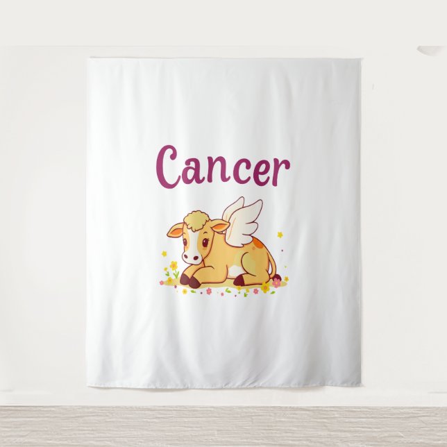 Cancer Zodiac Cow , Cute Cancer Tapestry (Front)
