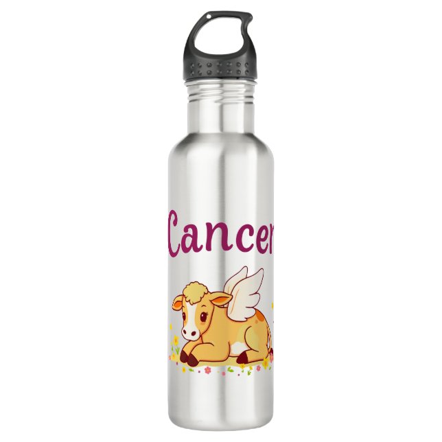 Cancer Zodiac Cow Png, Cute Cancer 710 Ml Water Bottle (Front)