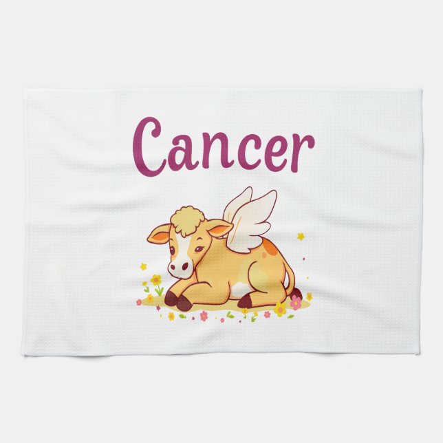 Cancer Zodiac Cow Png, Cute Cancer Kitchen Towel (Horizontal)