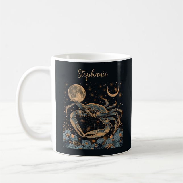 Cancer Zodiac Crabe Horoscope Panneau Café Mug (Gauche)