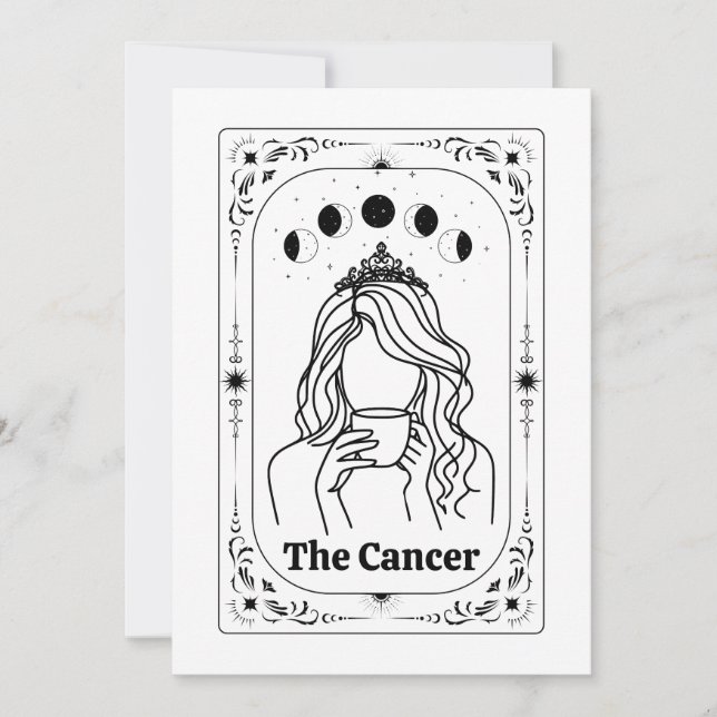 Cancer Zodiac Custom Tarot Celestial Magical Fun Invitation (Front)