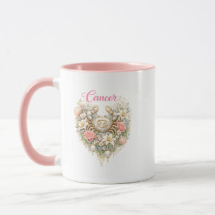 Cancer Zodiac Floral Heart Mug – Romantic Astrolog