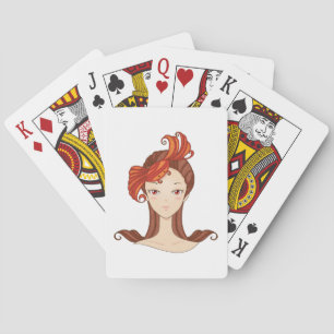 Cancer Zodiac Goddess Red Crab Hair Playing Cards