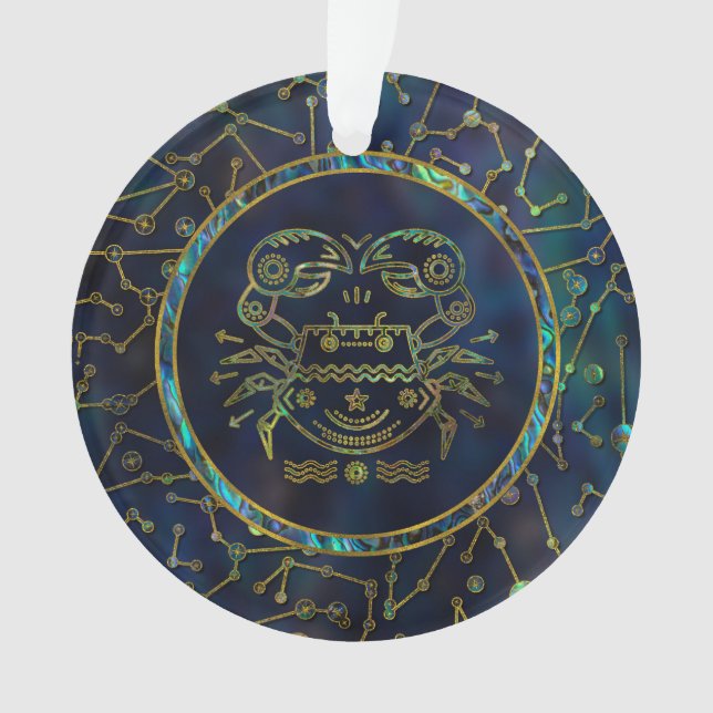 Cancer Zodiac Gold Abalone on Constellation Ornament (Front)
