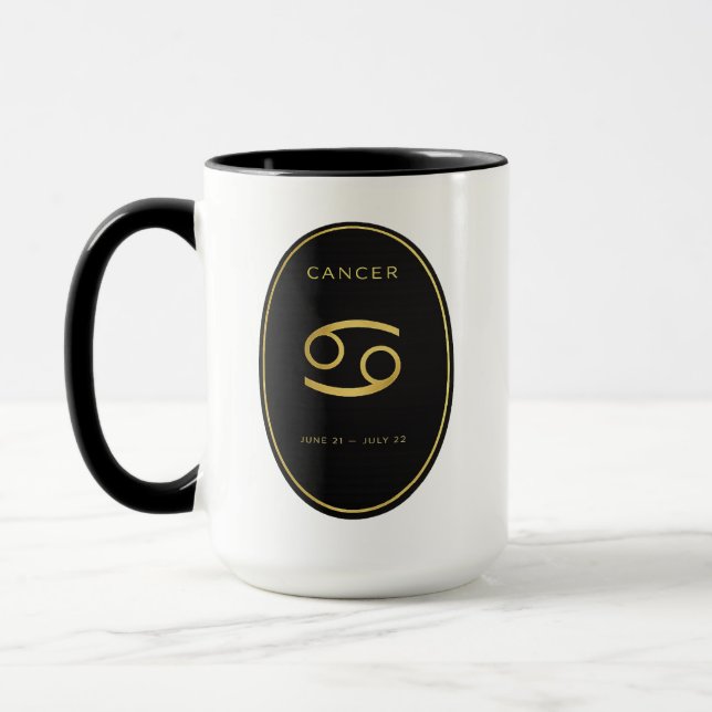 Cancer Zodiac Gold Oval Emblem Mug | Luxury Astrol (Left)