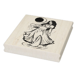 Cancer Zodiac MoonChild Goddess Belly Dancer Rubber Stamp
