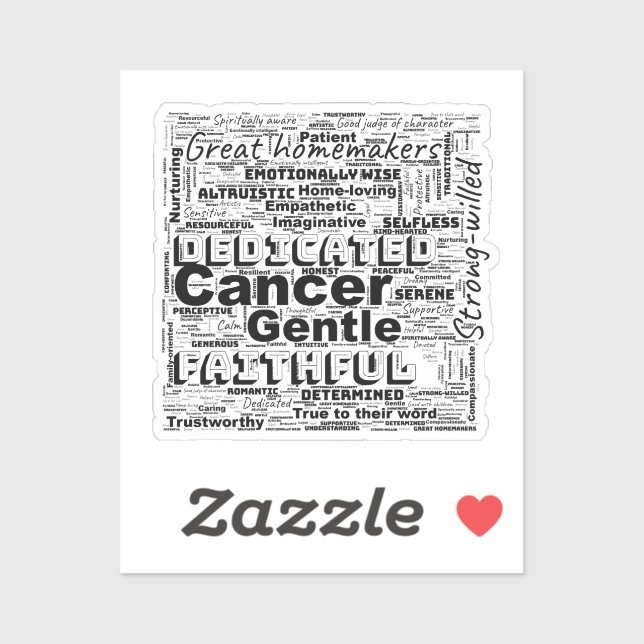 Cancer Zodiac Mot Cloud Inspiration Viynl Sticker (Feuille)