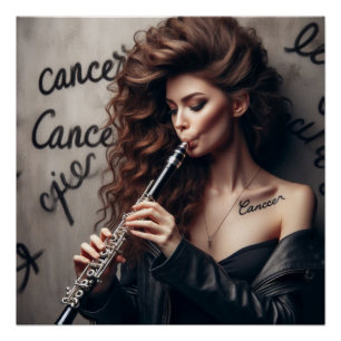 Cancer Zodiac Musician Clarinet  Poster