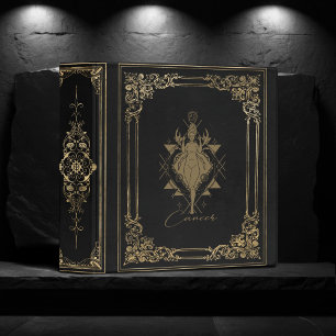 Cancer Zodiac   Ornamental Black and Gold Album Binder