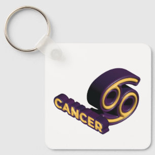 Cancer Zodiac Sign and Text Design Keychain