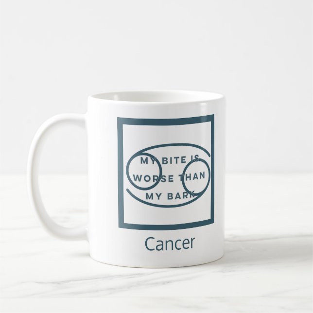 Cancer Zodiac Sign Birthday Fun Quote Blue Text Coffee Mug (Left)