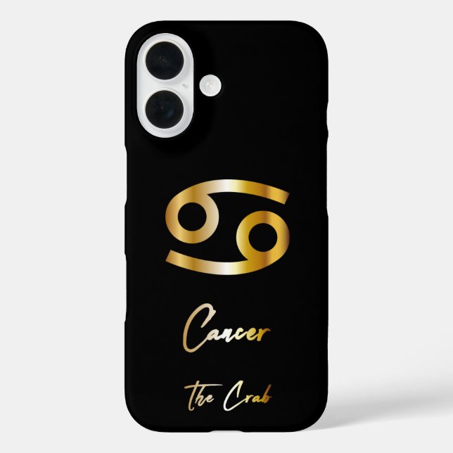 Cancer Zodiac Sign, Black & Gold  Case-Mate iPhone Case (Back)