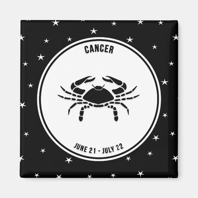 Cancer Zodiac Sign, Black & White Magnet (Front)
