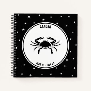 Cancer Zodiac Sign, Black & White Notebook