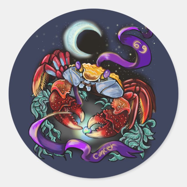 Cancer zodiac sign classic round sticker (Front)