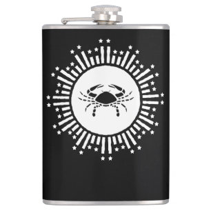 Cancer Zodiac Sign Crab Cosmic Starburst Design Hip Flask