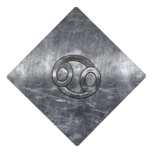 Cancer Zodiac Sign in Distressed Steel Style Graduation Cap Topper
