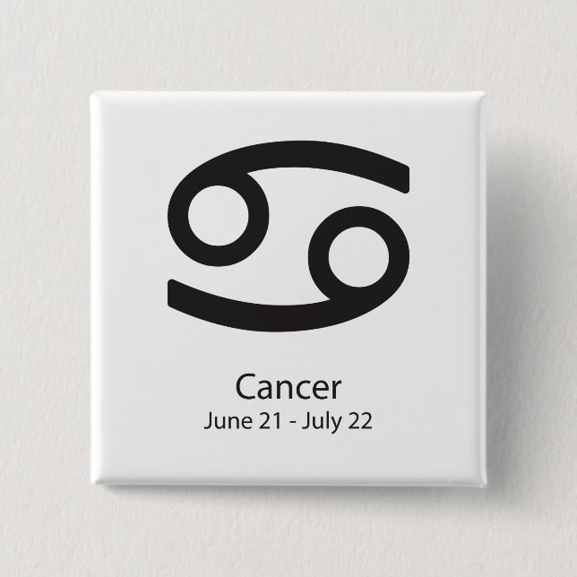 Cancer zodiac sign June 21 - July 22 2 Inch Square Button (Front)