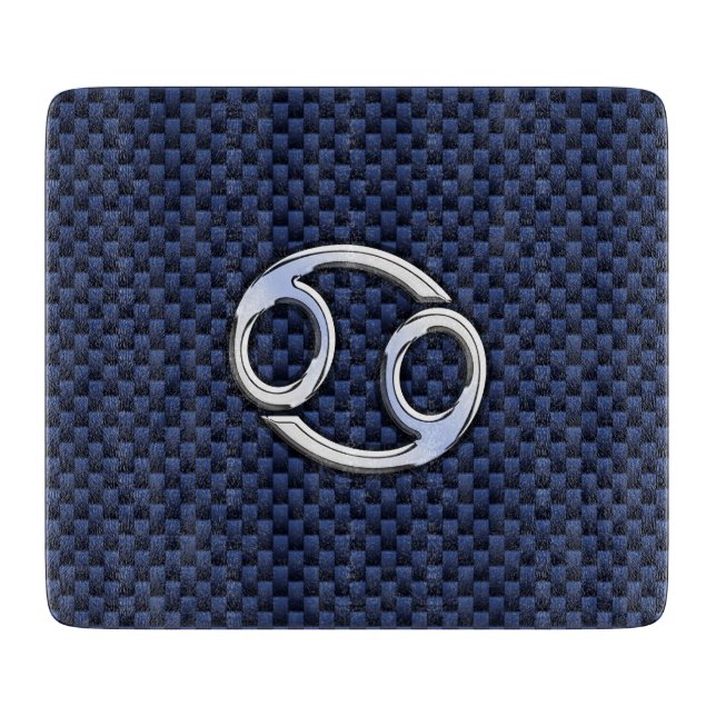 Cancer Zodiac Sign on Blue Carbon Fibre Decor Cutting Board (Front)