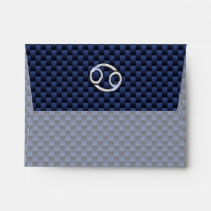Cancer Zodiac Sign on Blue Carbon Fibre Decor Envelopes