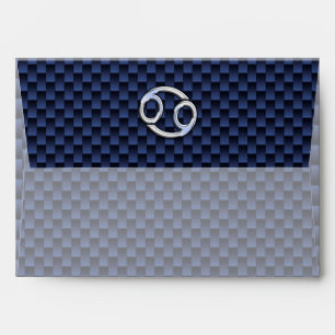 Cancer Zodiac Sign on Blue Carbon Fibre Decor Envelopes