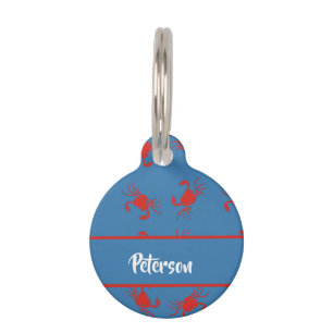 Cancer Zodiac sign on blue Pet Tag