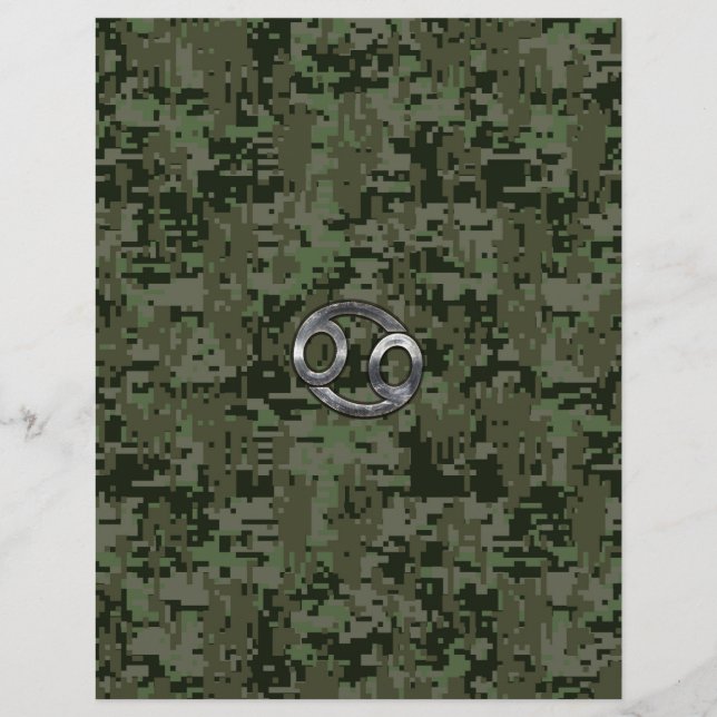 Cancer Zodiac Sign on Green Digital Camouflage (Front)