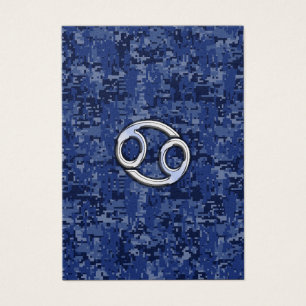 Cancer Zodiac Sign on Navy Blue Digital Camo
