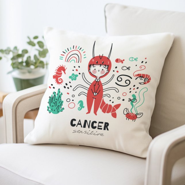 Cancer Zodiac Sign Pillow, Astrology Throw Pillow (Creator Uploaded)