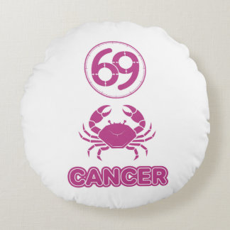 Cancer Zodiac Sign Pink Stencil Y2K Round Pillow