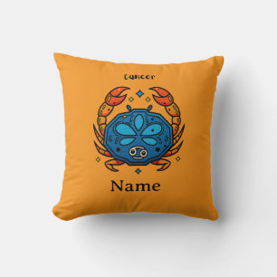 Cancer Zodiac Sign Pop Art - Retro Celestial Crab  Throw Pillow