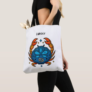 Cancer Zodiac Sign Pop Art - Retro Celestial Crab Tote Bag
