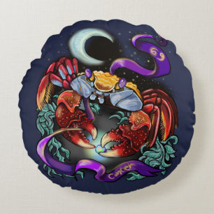 Cancer zodiac sign round pillow