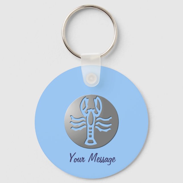 Cancer Zodiac Star Sign Premium Silver Keychain (Front)