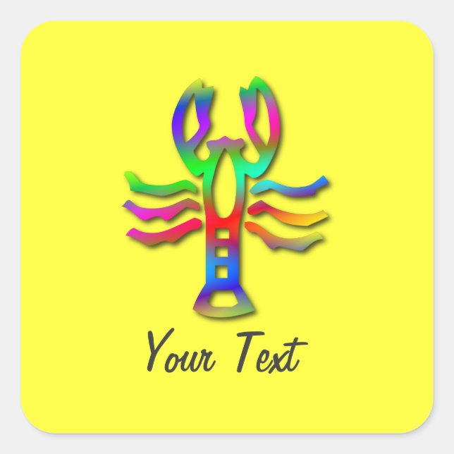 Cancer Zodiac Star Sign Rainbow Colour Square Sticker (Front)