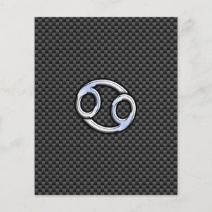 Cancer Zodiac Symbol Charcoal Carbon Fibre Print Flyer