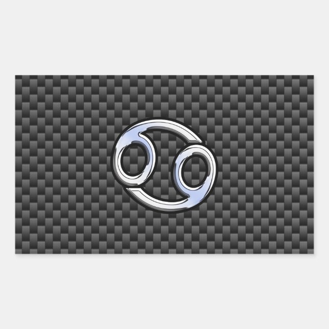 Cancer Zodiac Symbol Charcoal Carbon Fibre Print Sticker (Front)
