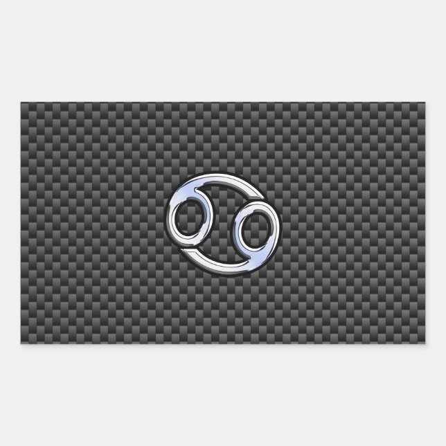 Cancer Zodiac Symbol Charcoal Carbon Fibre Print Sticker (Front)