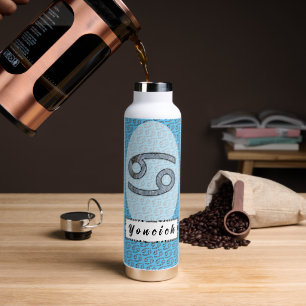 Cancer Zodiac Symbol Element by Kenneth Yoncich Water Bottle
