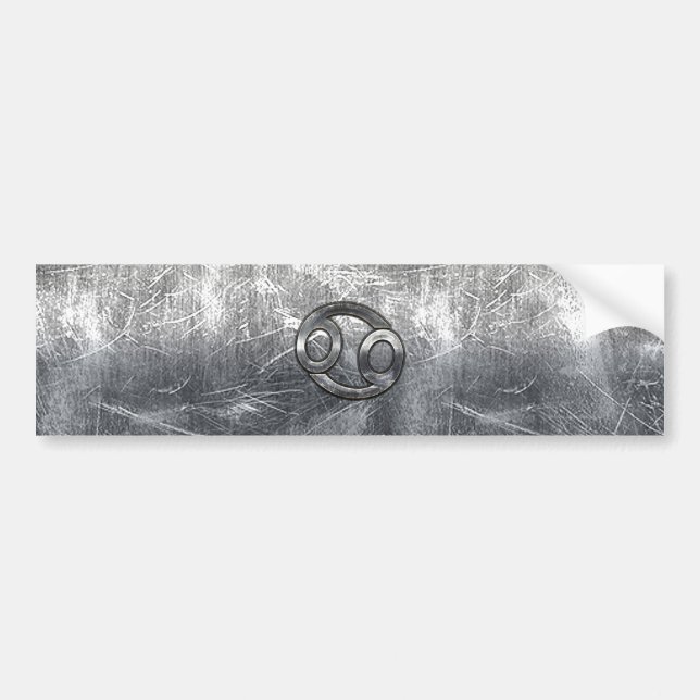 Cancer Zodiac Symbol in Distressed Decor Bumper Sticker (Front)