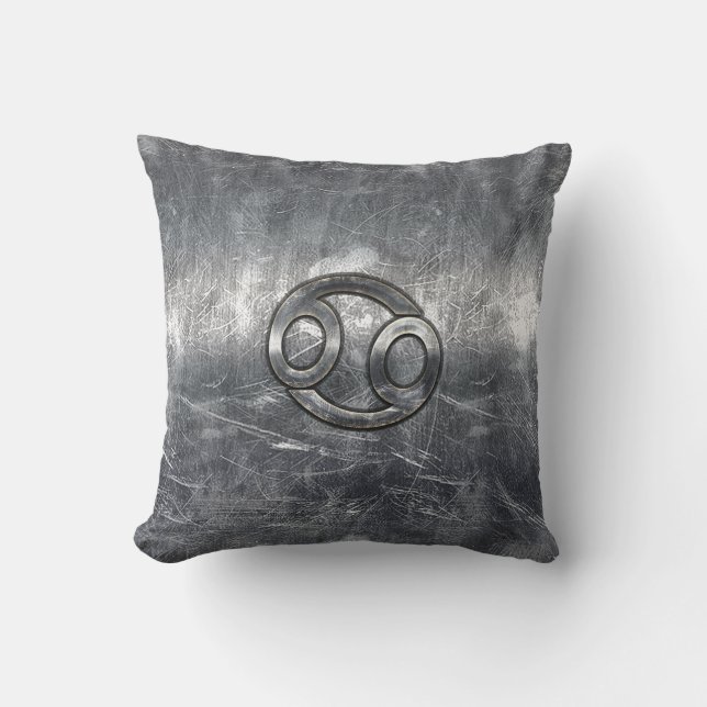 Cancer Zodiac Symbol in Distressed Decor Throw Pillow (Front)