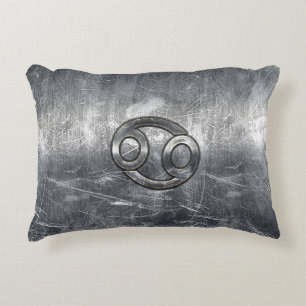 Cancer Zodiac Symbol in Industrial Style Decorative Pillow