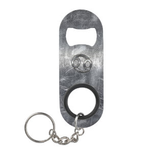 Cancer Zodiac Symbol in Industrial Style Mini Bottle Opener