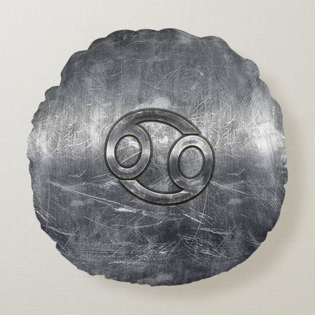 Cancer Zodiac Symbol in Industrial Style Round Pillow (Front)
