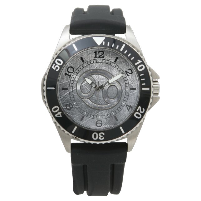 Cancer Zodiac Symbol Industrial Style Dial Watch (Front)