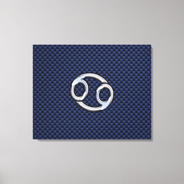 Cancer Zodiac Symbol Navy Blue Carbon Fibre Print (Front)