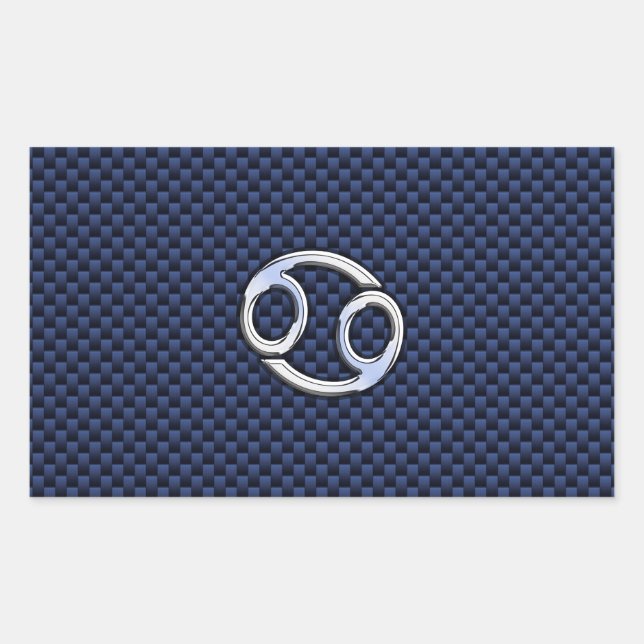 Cancer Zodiac Symbol Navy Blue Carbon Fibre Print Sticker (Front)