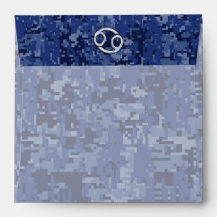 Cancer Zodiac Symbol Navy Blue Digital Camouflage Envelopes