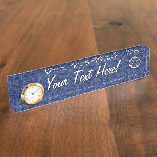 Cancer Zodiac Symbol Navy Blue Digital Camouflage Nameplate