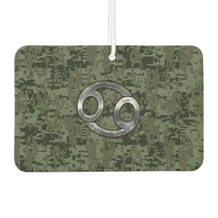 Cancer Zodiac Symbol on Green Digital Camo Air Freshener